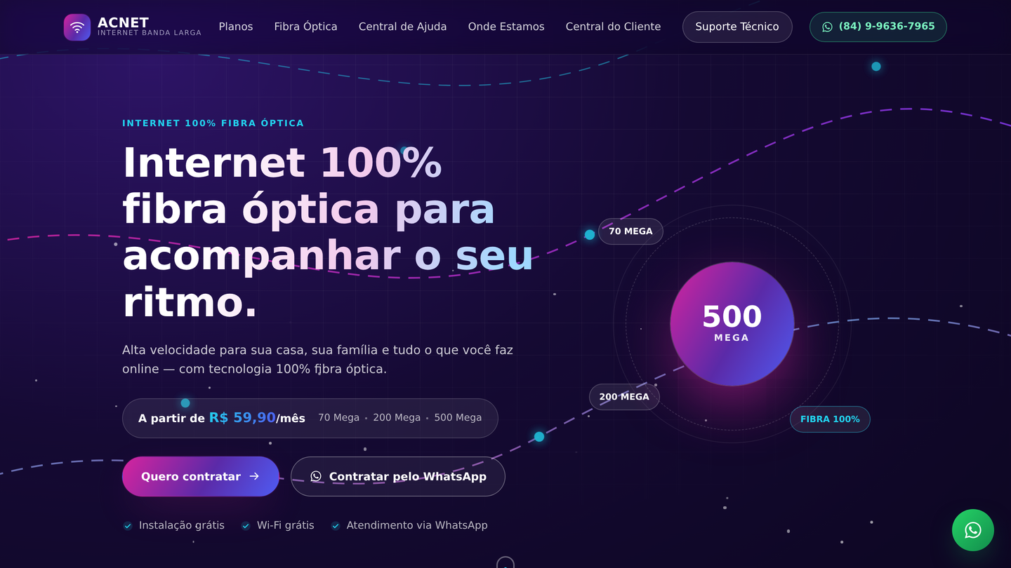 Preview do site ACNET